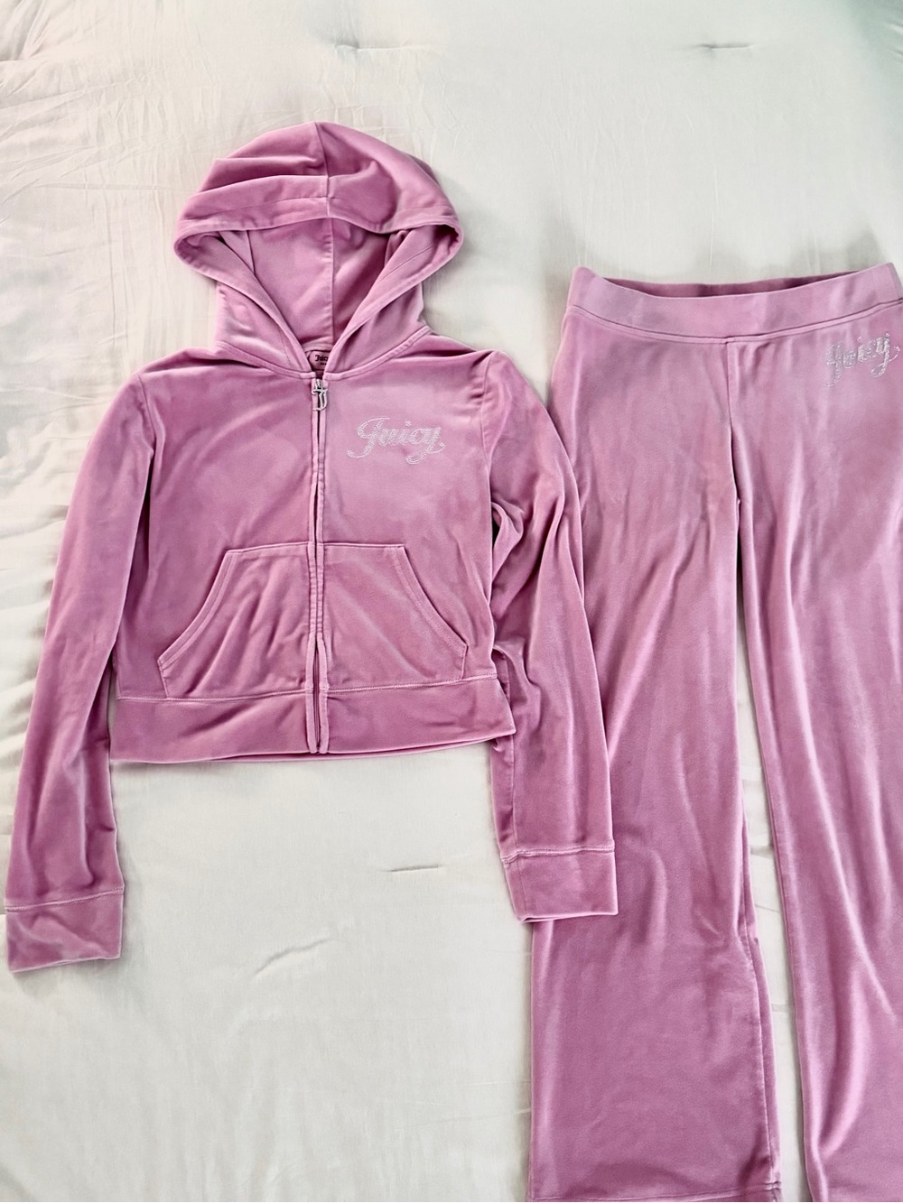 Juicy Couture Pink Velour Zip Hoodie & Track Pants Set